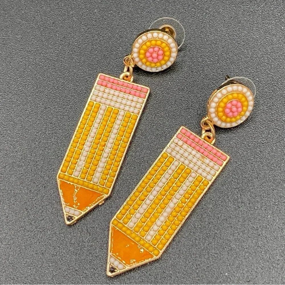 Fun Teacher Writer Earrings in Pencil Design  Pierced